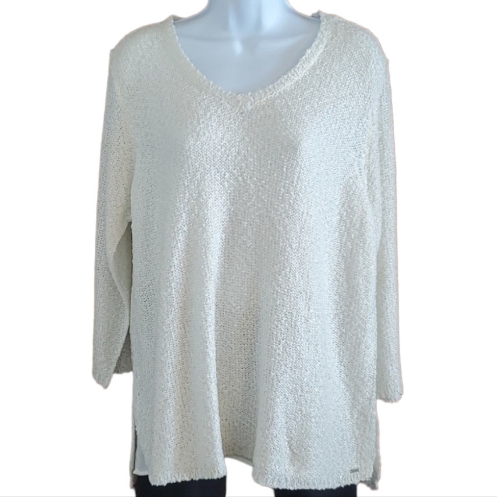 FDJ French Dressing Jeans Vintage Sparkly Cream Satin Lined Sweater